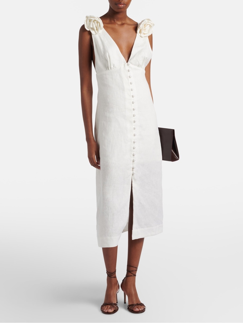 Farm Rio: OFF-WHITE FLOWERS MIDI DRES